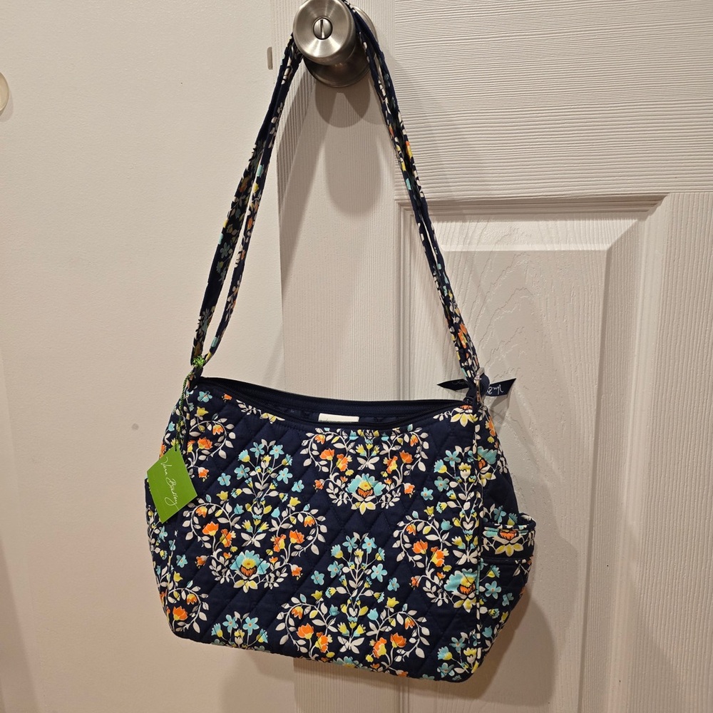 Vera Bradley On The Go Shoulder Bag with Retired Chandelier Floral Pattern